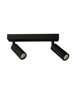 Opbouwspot MR11 2-voudig – zwart – kantelbaar – IP20 – 260×54×160 mm – zonder lichtbron