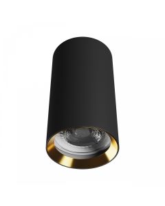 Opbouwspot GU10 – rond – zwart/goud – IP20 – 55×100 mm – zonder lichtbron
