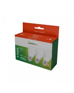LED E27 druppellamp 3-pack 6W K3000 490lm