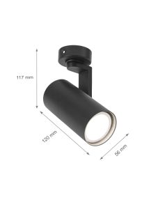 Opbouwspot GU10 – zwart – IP20 – 56×120×117 mm – zonder lichtbron