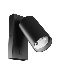 Wandlamp GU10 – rond – zwart – met schakelaar – IP20 – 55×100 mm – zonder lichtbron